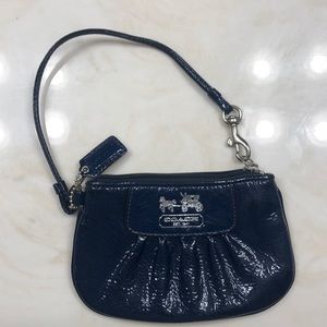 Coach Navy Blue Patent Leather Wristlet